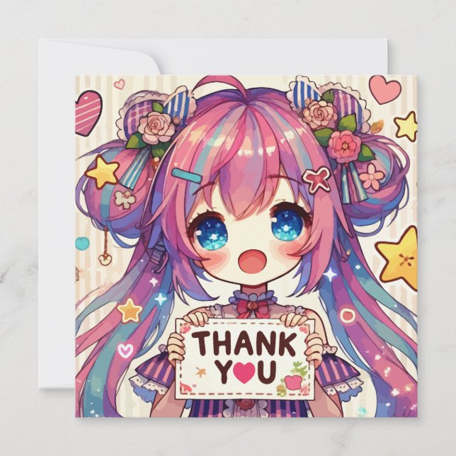 Carte De Remerciements Anime Girl (Devant)