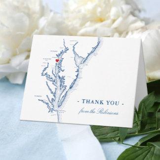 Carte De Remerciements Annapolis Chesapeake Bay Map Mariage Personnalisé