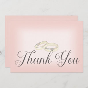 Carte De Remerciements Anneaux Mariage or sur Mariage Blush