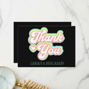 Carte De Remerciements Années 60 rétro,les années 70 Noms de Mariages per