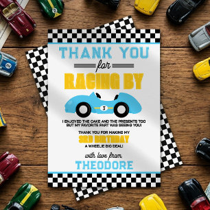Carte De Remerciements Anniversaire 3 ans Fast & Three Voiture de course
