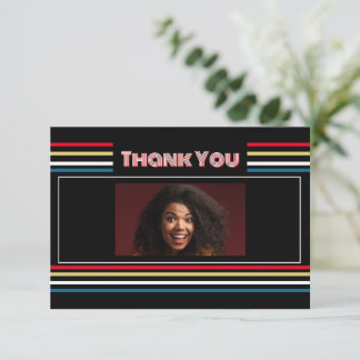 Carte De Remerciements Anniversaire 40 ans Vintage 1986 Rayures Rétro Col