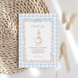 Carte De Remerciements Anniversaire à motif gingham floral Blue Silly Goo
