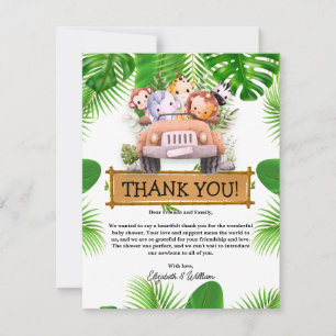 Carte De Remerciements Anniversaire Animaux de la Jungle Safari "Wild One