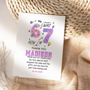 Carte De Remerciements Anniversaire arc-en-ciel 7 ans “J'avais 6 ans, m
