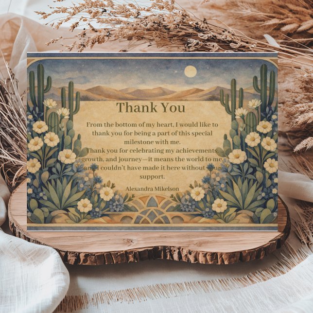 Carte De Remerciements Anniversaire Boho Désert Cactus (Créateur téléchargé)