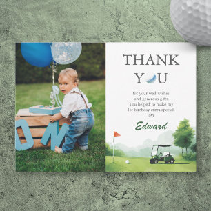 Carte De Remerciements Anniversaire Buggy de golf à l'aquarelle Par-Tee