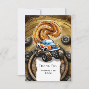 Carte De Remerciements Anniversaire Camion Monstre Pastel Track