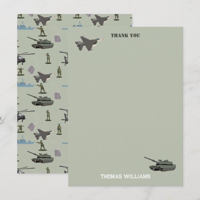 Carte De Remerciements Anniversaire Camouflage Militaire Vert de l'Armée (Devant / Derrière)