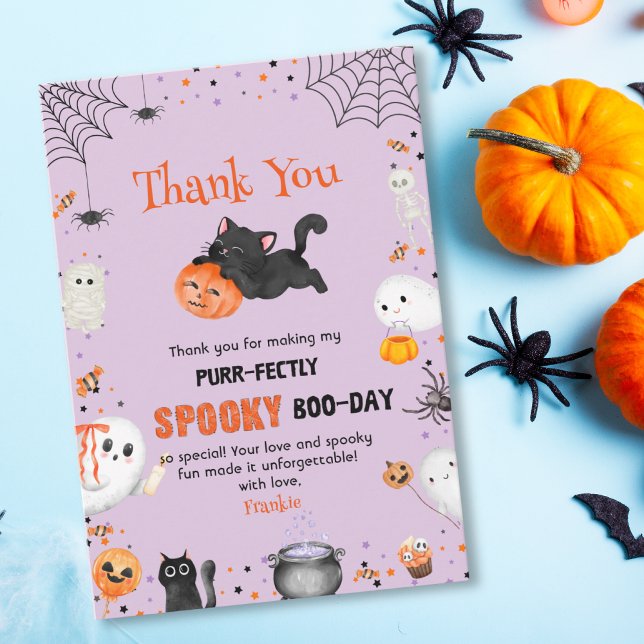 Carte De Remerciements Anniversaire chaton Halloween parfaitement effraya (Créateur téléchargé)