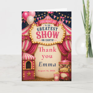 Carte De Remerciements Anniversaire Cirque Rose