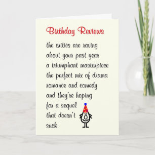 Carte De Remerciements Anniversaire Critiques Un Poème D'Anniversaire Drô