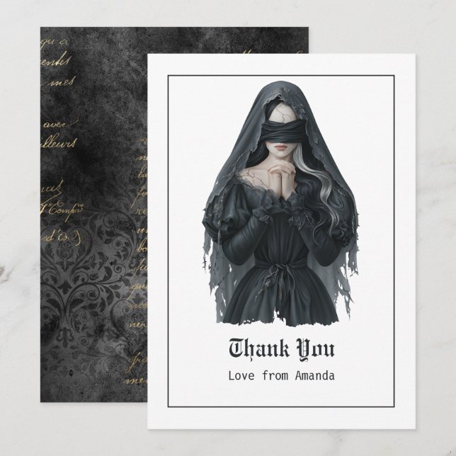 Carte De Remerciements Anniversaire Dark Gothic (Devant / Derrière)
