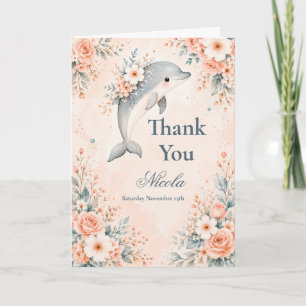 Carte De Remerciements Anniversaire Dauphin Floral