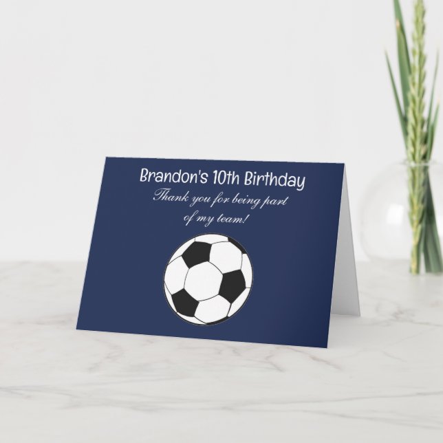 Carte De Remerciements Anniversaire de 10 ans Football Sport Garçons Enfa (Devant)