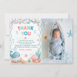 Carte De Remerciements Anniversaire de Baleine à l'aquarelle