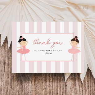 Carte De Remerciements Anniversaire de Ballerine Rose