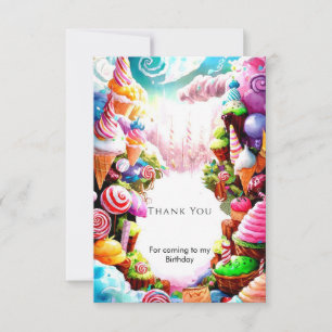 Carte De Remerciements Anniversaire de Candyland Aquarelle Rêveur