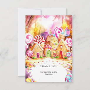 Carte De Remerciements Anniversaire de Candyland avec des bonbons colorés