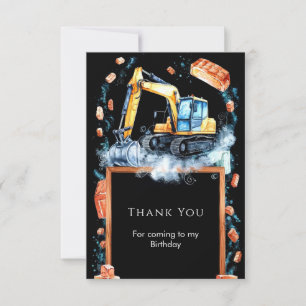 Carte De Remerciements Anniversaire de construction de pelleteuse Boho