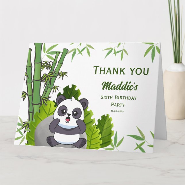 Carte De Remerciements Anniversaire de Cute Panda Kiddie (Devant)