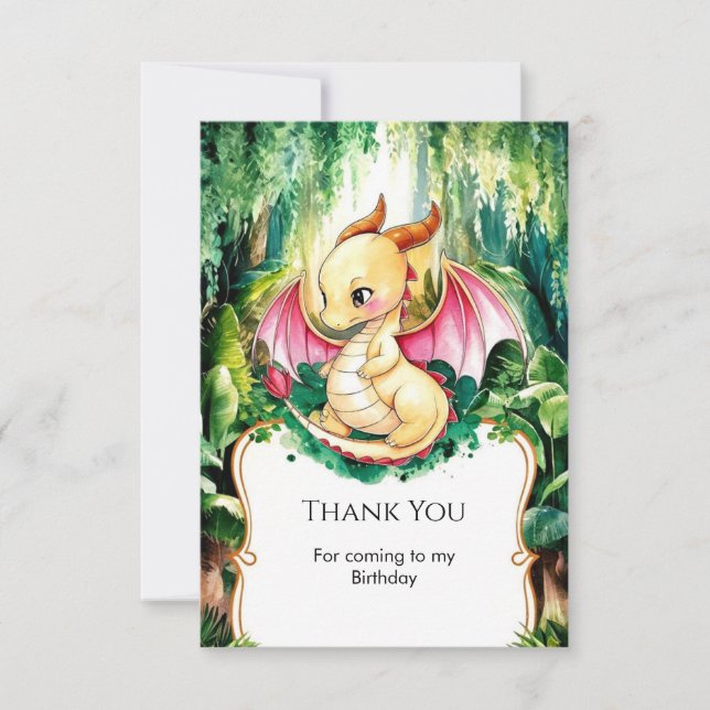 Carte De Remerciements Anniversaire de dragon mignon mystique (Devant)