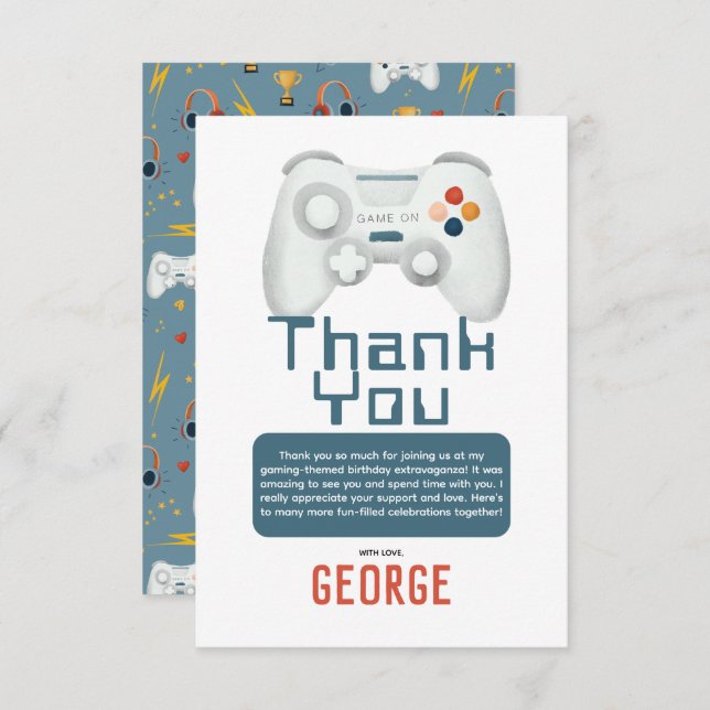 Carte De Remerciements Anniversaire de enfant de jeu Cool garçons (Devant / Derrière)