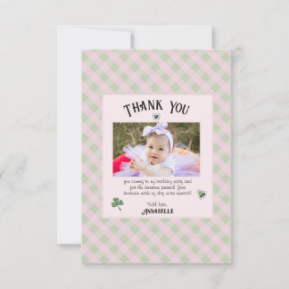 Carte De Remerciements Anniversaire de enfant irlandais rose et vert