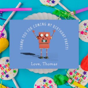 Carte De Remerciements Anniversaire de enfant robot Red 3D