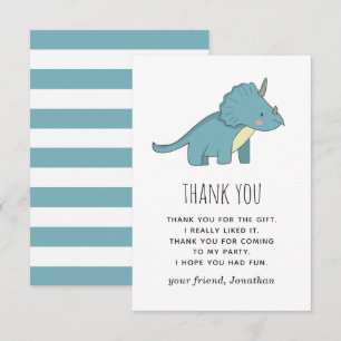 Carte De Remerciements Anniversaire de garçon dinosaure Enfants mignons