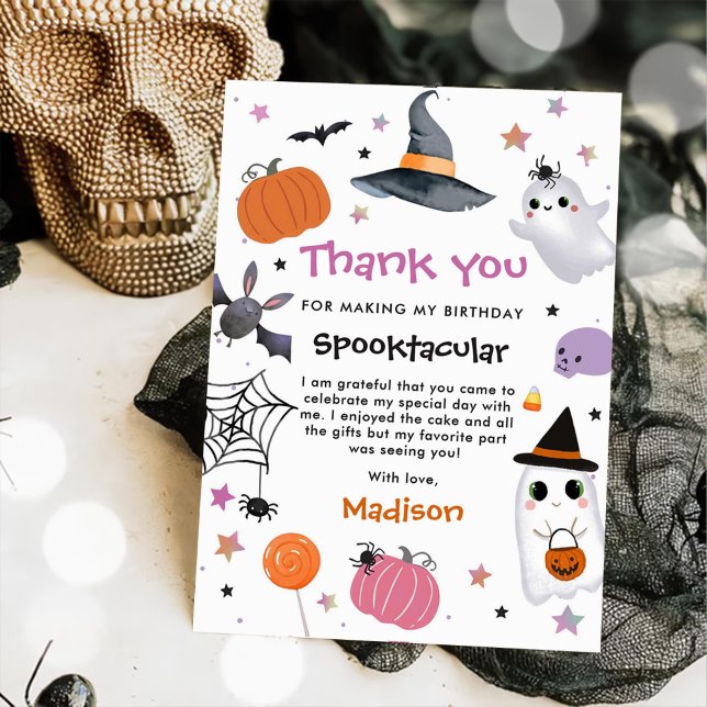 Carte De Remerciements Anniversaire de Halloween Cute Ghost (Créateur téléchargé)
