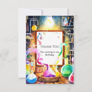 Carte De Remerciements Anniversaire de jeune scientifique en chimie encha