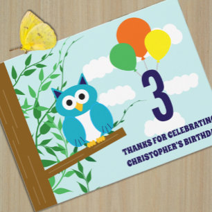 Carte De Remerciements Anniversaire de la chouette