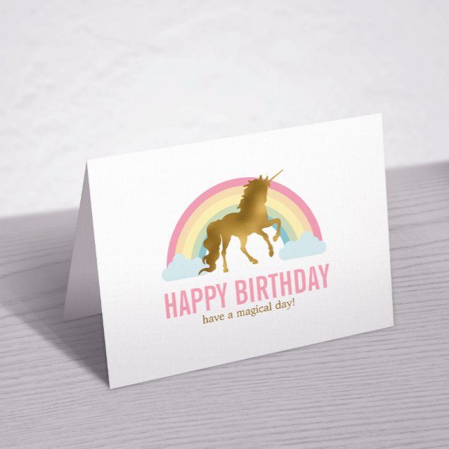 Carte De Remerciements Anniversaire de la licorne d'or (Créateur téléchargé)