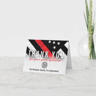 Carte De Remerciements Anniversaire de la retraite des pompiers Ligne rou