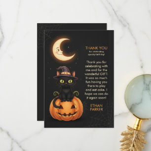 Carte De Remerciements Anniversaire de la Sorcière Mignonne Chat et Citro