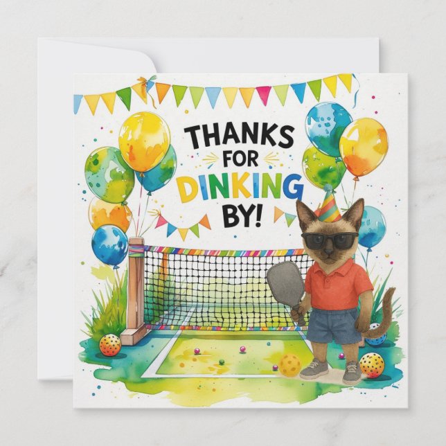 Carte De Remerciements anniversaire de Pickleball (Devant)