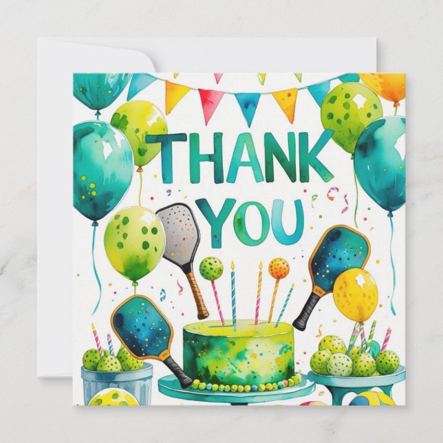Carte De Remerciements anniversaire de Pickleball (Devant)