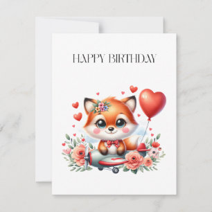 Carte De Remerciements Anniversaire de pilote de renard mignon