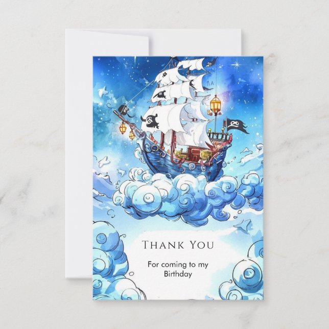 Carte De Remerciements Anniversaire de pirate pour les enfants amusants (Devant)