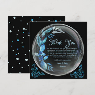 Carte De Remerciements Anniversaire de référence floral bleu noir moderne