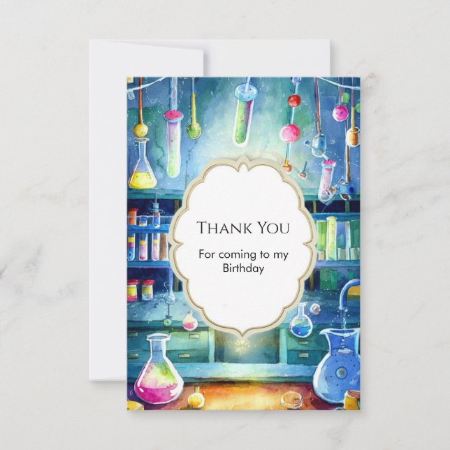 Carte De Remerciements Anniversaire de scientifique de magie de science d (Devant)