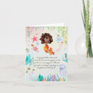 Carte De Remerciements Anniversaire de sirène afro-américaine   Photo