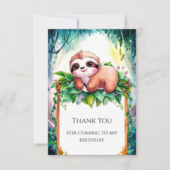 Carte De Remerciements Anniversaire de Sloth les Enfants Fantaisistes (Devant)