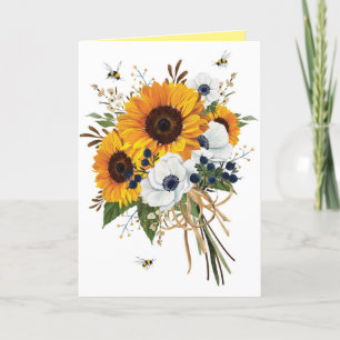 Carte De Remerciements Anniversaire de tournesol jaune moderne