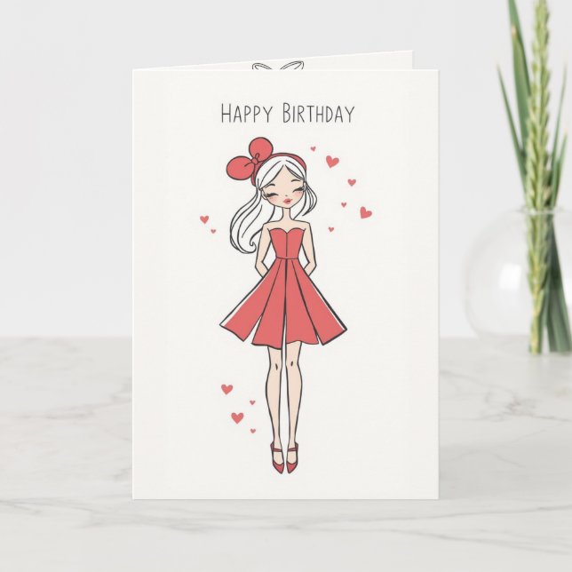 Carte De Remerciements Anniversaire de Valentine - fille pré-ado (Devant)
