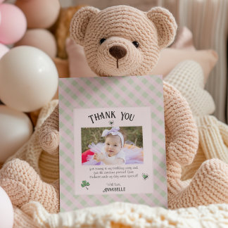 Carte De Remerciements Anniversaire d'enfants irlandais rose et vert