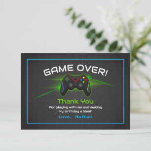 Carte De Remerciements Anniversaire des enfants de jeu vidéo