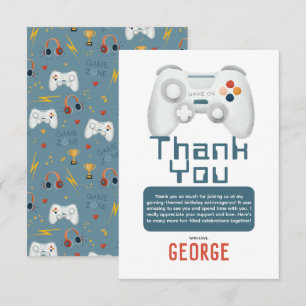 Carte De Remerciements Anniversaire des garçons cool gaming Kids