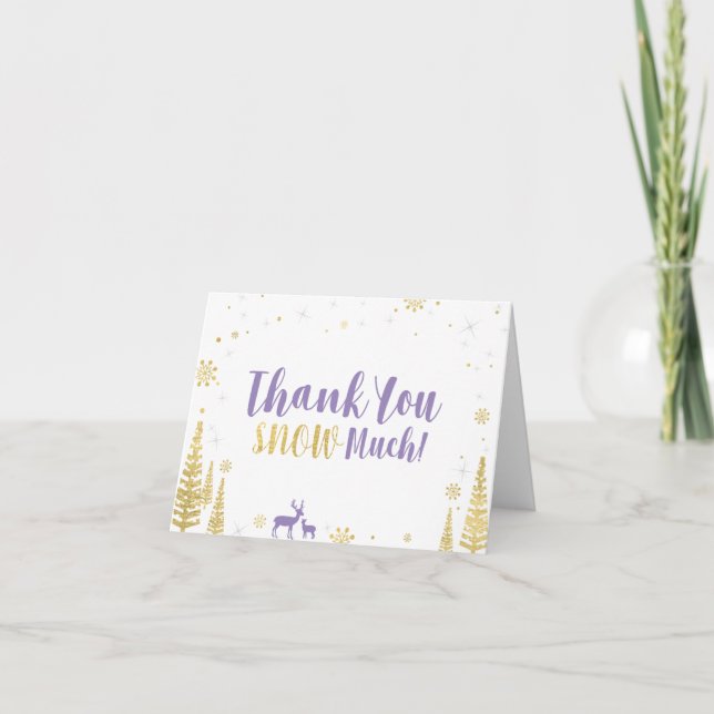 Carte De Remerciements Anniversaire d'hiver - Purple & Gold (Devant)